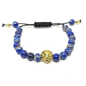 Natural Agate Stone Lion Bracelet Adjustable